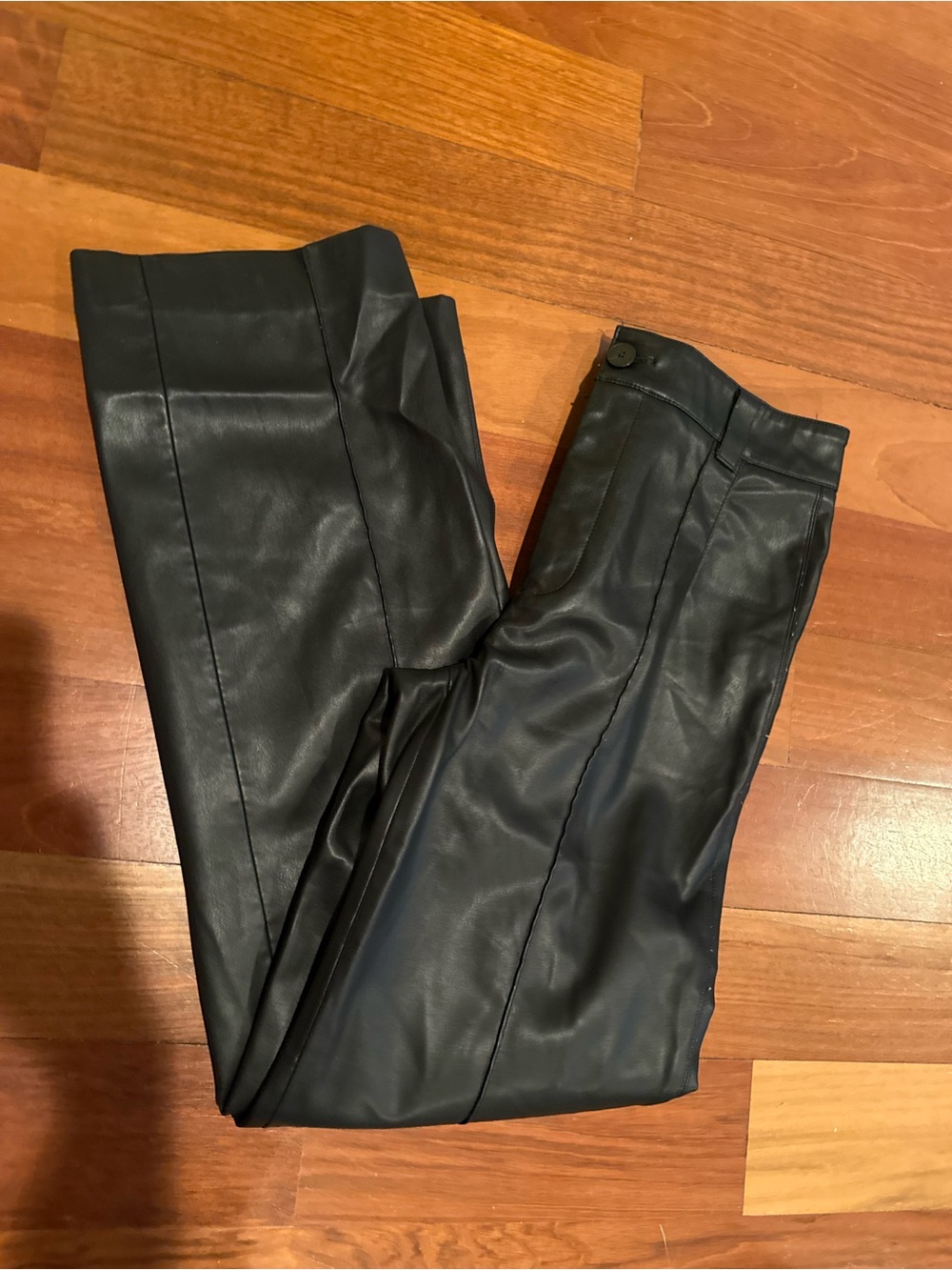 Zara women's Black Faux Leather Trousers